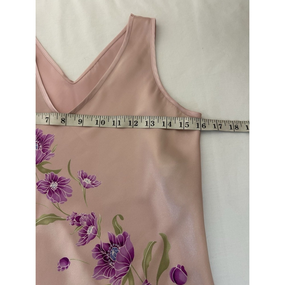 Vintage 90s Y2K Pink Floral Shiny Satin Tank Size S Dainty Coquette Fairycore - Picture 6 of 7